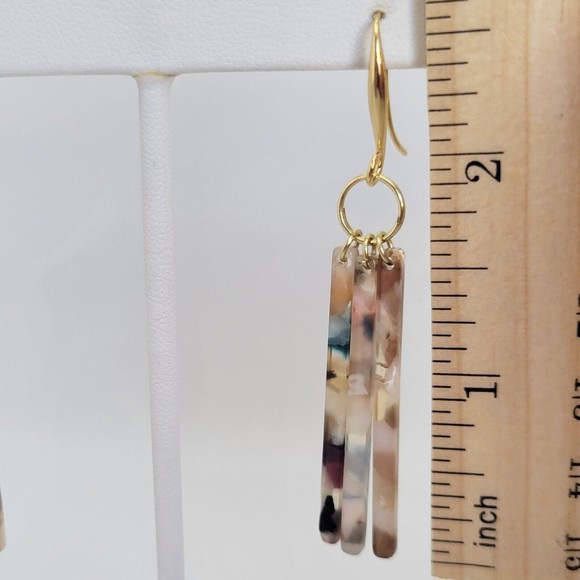 Handmade 24K Gold Plated Earrings with Acrylic by Zoey Rae Creations NEW Dangle - Picture 9 of 10